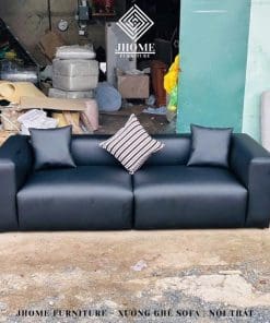 ghế sofa băng da màu đen