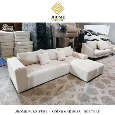 ghế sofa góc L màu kem